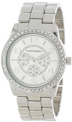 Vernier VNR11124 Oversized Glitz Bezel Faux Chrono