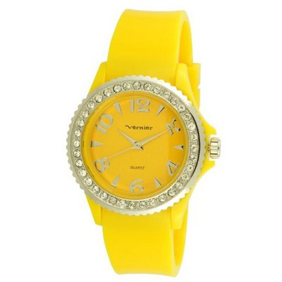 Vernier VNR1908 Easy Read Yellow Silicon Strap Stone Accent