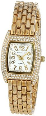 Vernier VNR719 Feminine Gold-Tone Tonneau Quartz Bracelet