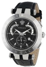 Versace 23C99D008 S009 V-Race Chrono Black Dial Black Genuine Leather Strap