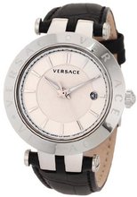 Versace 23Q99D002 S009 V-Race 3 Hands Black Genuine Leather 3 Interchangeable Top Rings