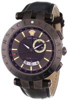 Versace 29G60D598 S497 V-Race Brown Ion-Plated GMT Alarm Date Leather Strap
