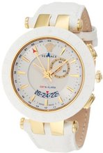 Versace 29G7S1D001 S001 V-Race White Rubber Bezel Dual-Time White Leather
