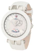 Versace 29G9S1D001 S001 V-Race White Rubber Bezel Dual-Time White Leather Big Date
