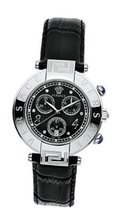 Versace 68C99D009 S009 Reve Chrono Black Matte Dial Sapphire Crystal Chronograph Date Black Leather