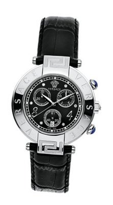 Versace 68C99D009 S009 Reve Chrono Black Matte Dial Sapphire Crystal Chronograph Date Black Leather