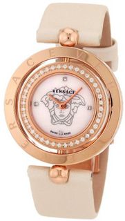 Versace 79Q81SD497 S002 Eon Two Rings 40-Diamond Satin Mother-Of-Pearl Rose-Gold Plated