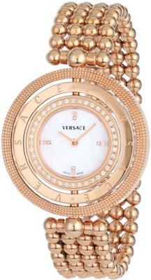 Versace 80Q81SD498 S080 Eon Rose Gold Plated Reversible Bezels Mother-of-Pearl Diamond Sphere Bracelet