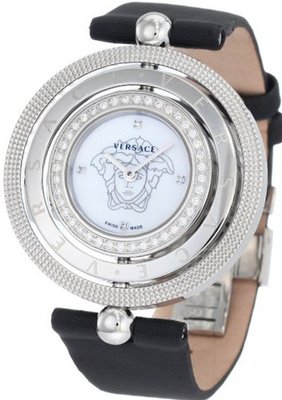 Versace 80Q91SD497 S009 Eon 3 Rings Diamond Bezel and Black Satin