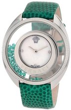 Versace 86Q961MD497 S455 Destiny Precious Genuine Lizard Mother-Of-Pearl Diamond 70-Emerald