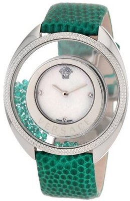 Versace 86Q961MD497 S455 Destiny Precious Genuine Lizard Mother-Of-Pearl Diamond 70-Emerald