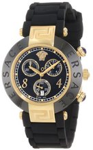 Versace 92CCP9D008 S009 Reve Ceramic Bezel Gold Ion-Plating Chronograph Black Rubber