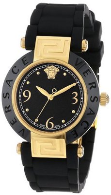 Versace 92QCP9D008 S009 Reve Ceramic Bezel Gold Ion-Plating Black Rubber