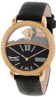 Versace 93Q80BD008 S009 "Krios" Rose Gold Ion-Plated Stainless Steel and Black Leather Micro-Sphere