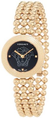 Versace 94Q80D008 S080 Eon Soire Gold IP Black Dial Sapphire Crystal Sphere Stainless Steel bracelet