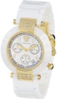 Versace 95CCP11D497 SC01 Gold Ion-Plated Stainless Steel and White Ceramic Diamond