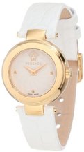Versace M5Q80D001 S001 Mystique Gold Ion-Plated Sunray Dial White Patent Leather