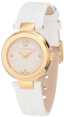 Versace M5Q80D001 S001 Mystique Gold Ion-Plated Sunray Dial White Patent Leather