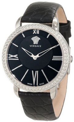 Versace M6Q99D008 S009 Krios Black Leather Sapphire Crystal Black Dial