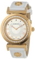 Versace P5Q82D001 S001 Vanity Rose Gold Ion-Plated Stainless Steel Leather Band Diamond