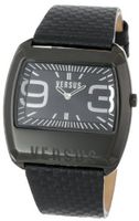 Versus by Versace 3C60700000 Angle Black Ion-Plated Coated Stainless Steel Rectangular Leather