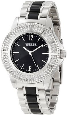 Versus by Versace 3C64200000 Tokyo Stainless Steel Black Dial Crystal Bracelet