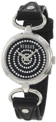 Versus by Versace 3C68100000 Versus V Black Crystal Dial Genuine Leather