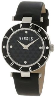 Versus by Versace 3C71200000 Logo Black Dial with Crystals Genuine Leather