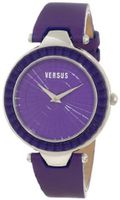 Versus by Versace 3C72100000 Sertie Purple Dial Textured Glass Bezel Genuine Leather