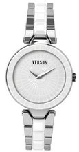 Versus by Versace 3C72300000 Sertie White Dial Textured Glass Bezel Steel Bracelet