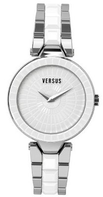 Versus by Versace 3C72300000 Sertie White Dial Textured Glass Bezel Steel Bracelet