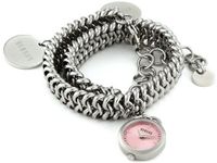 Versus by Versace 3C73800000 Soft Double-Tour Stainless Steel Pink Dial Charm Bracelet