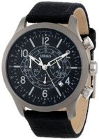 Versus by Versace SGL010013 Soho Round Gun Ion-Plated Stainless Steel Black Canvas Strap