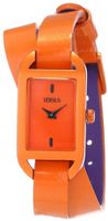 Versus by Versace SGQ020013 Ibiza Rectangular Orange Aluminum Case Leather Strap Patent Top