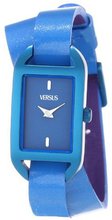 Versus by Versace SGQ030013 Ibiza Rectangular Royal Blue Aluminum Case Leather Strap Patent Top