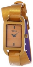 Versus by Versace SGQ040013 Ibiza Rectangular Bronze Aluminum Case Leather Strap Patent Top