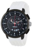 Versus by Versace SGV050013 Manhattan Black Ion-Plated Coated Stainless Steel White Rubber Strap