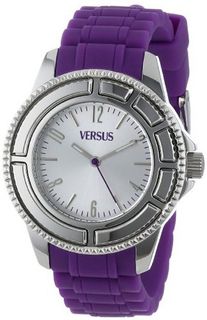 Versus by Versace SH7010013 Tokyo Round Stainless Steel Luminous Hands Purple Soft Rubber