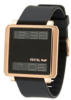 Vestal Transom Thin Digital Black and Rose Gold TRADR03 