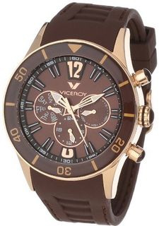 Viceroy 42110-45 Fun Colors 12 Rose Gold Ion-Plated Stainless Steel Luminous Hands Brown Soft Rubber Dual Time Day Date