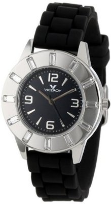Viceroy 46670-55 Vimar12 Round Stainless Steel Black Dial Crystals