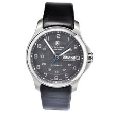 Victorinox Swiss Army 241546.1 Leather Officers Automatic Analog Grey Dial