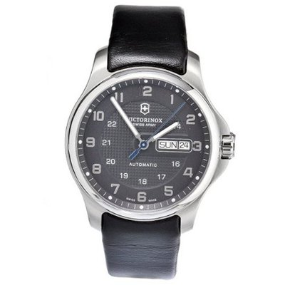 Victorinox Swiss Army 241546.1 Leather Officers Automatic Analog Grey Dial