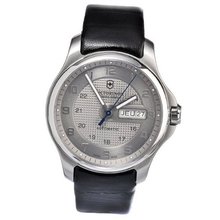 Victorinox Swiss Army 241547.2 Leather Officers Automatic Analog Grey Dial