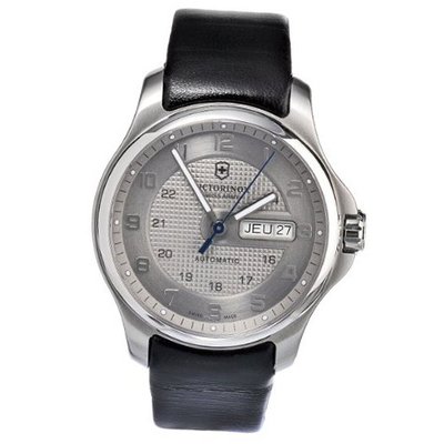 Victorinox Swiss Army 241547.2 Leather Officers Automatic Analog Grey Dial