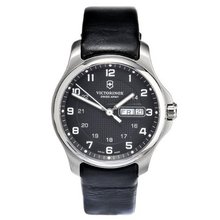 Victorinox Swiss Army 241549.1 Leather Officers Quartz Analog Grey Dial