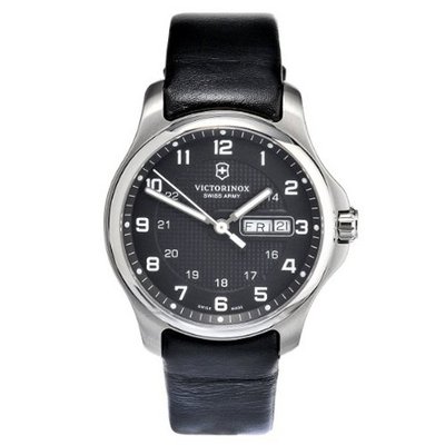 Victorinox Swiss Army 241549.1 Leather Officers Quartz Analog Grey Dial