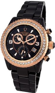 Victory Instruments V-Signature Chronograph Black/Rose Gold Unisex Fashion 2172-BRG