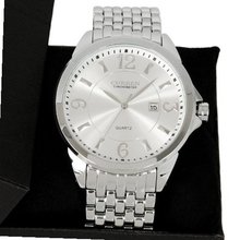 Classic Elegant Date Silver Dial Stainless Steel Luxury Quartz Wrist