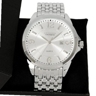 Classic Elegant Date Silver Dial Stainless Steel Luxury Quartz Wrist